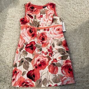 Perceptions of New York- Ivory and Coral Floral Dress